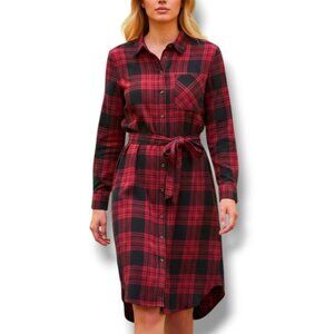 Pendleton Cecily Plaid Shirt Dress Wool Belted Midi
